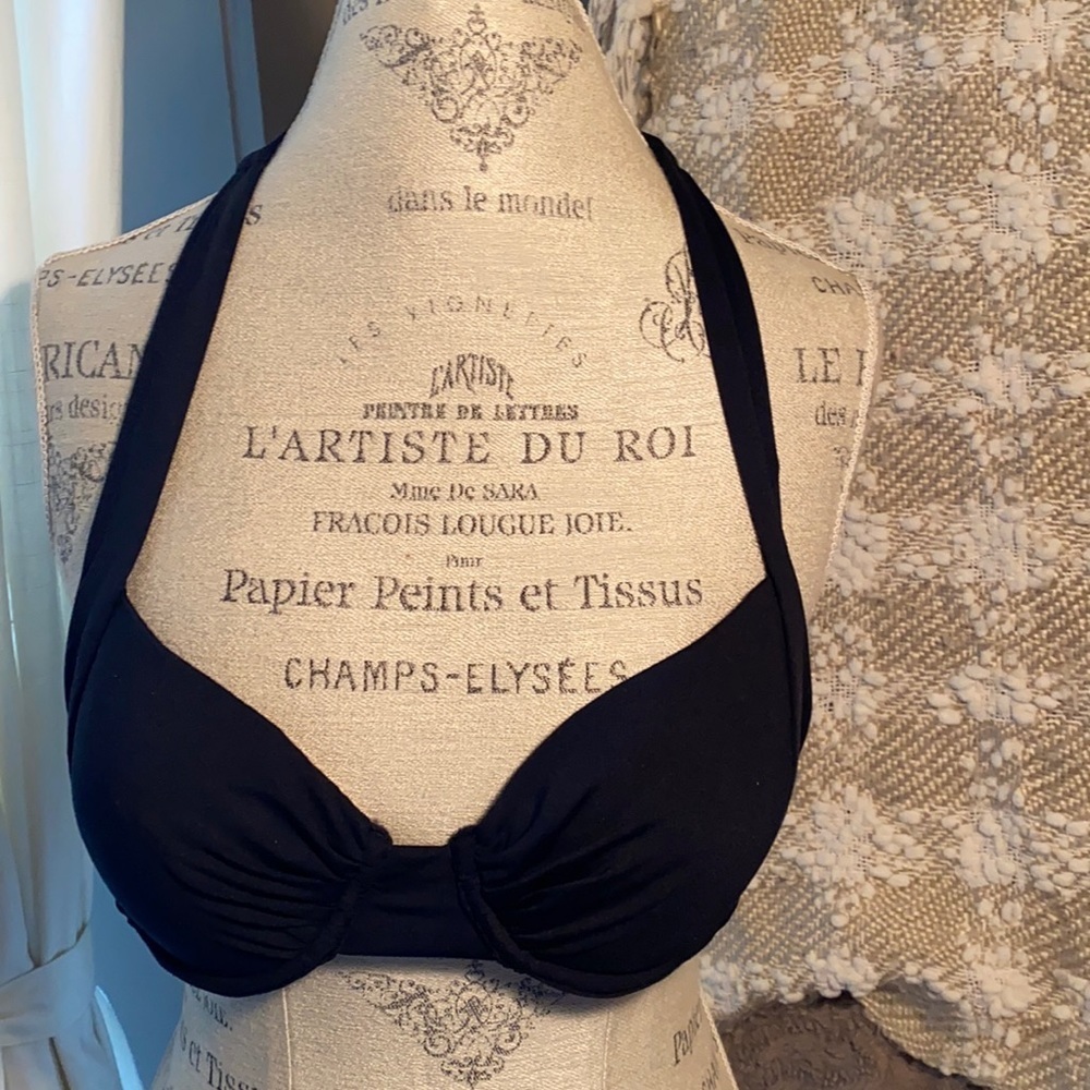 Anne Cole Black bikini halter swimsuit top Small - Picture 5 of 8